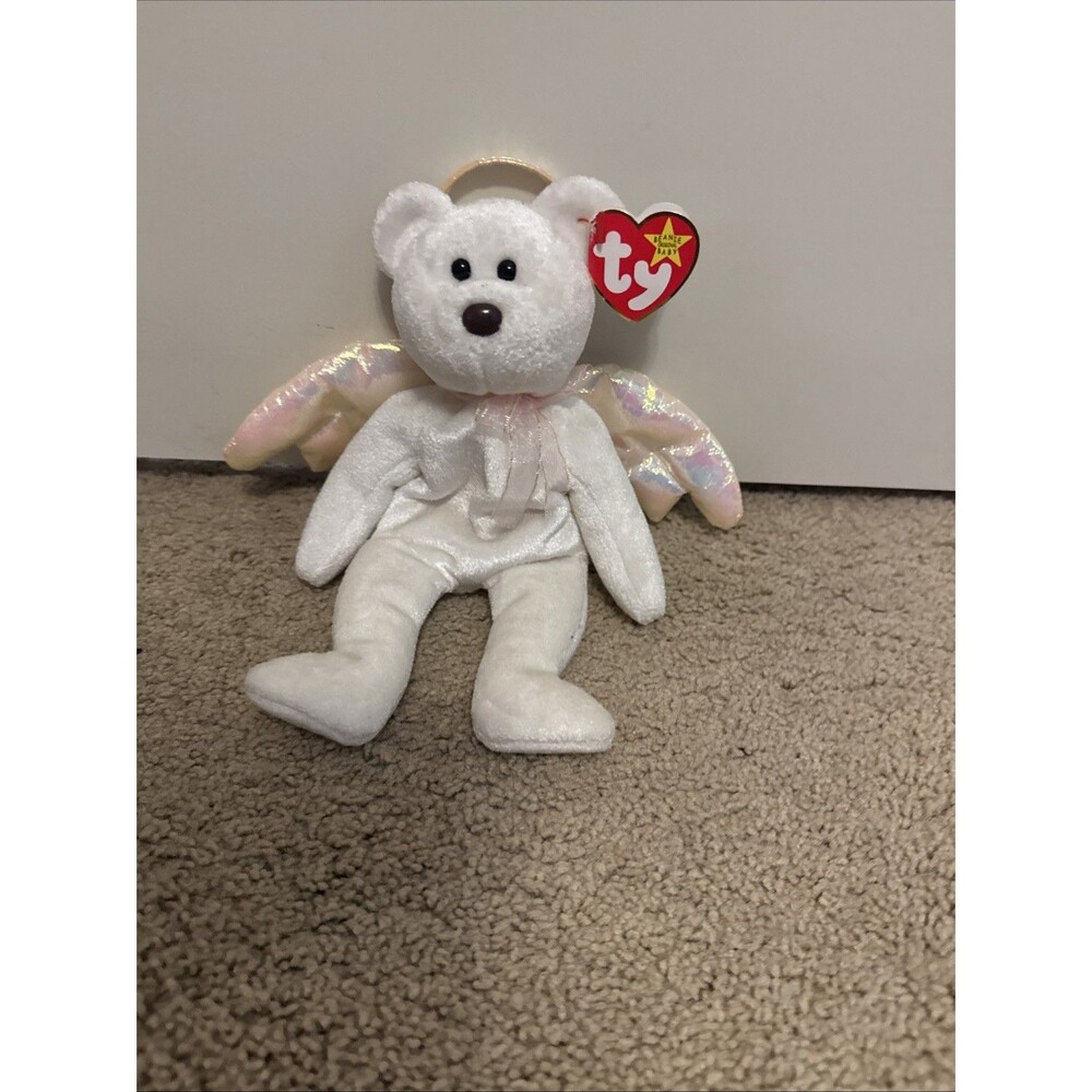 TY Beanie Baby Halo Angel Bear Iridescent Wings Rare brown nose NWT